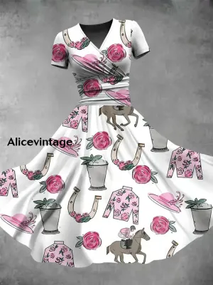 Women's Derby Day Printed Casual Dress