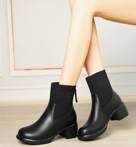 Women's Stretch Sock Boots with Heel