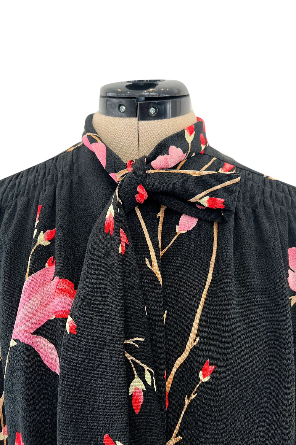 Wonderful 1980s Hanae Mori Vibrant Floral Print Silk Crepe Swing or Tent Jacket