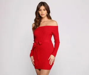 Wrap Me In Charming Glam Ribbed Mini Dress