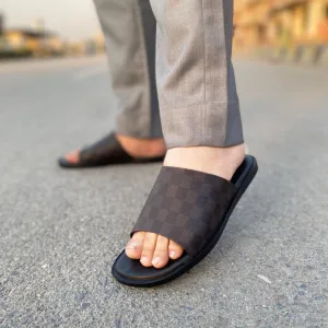 WS Handmade Checkered Chappal WS-134 BRN