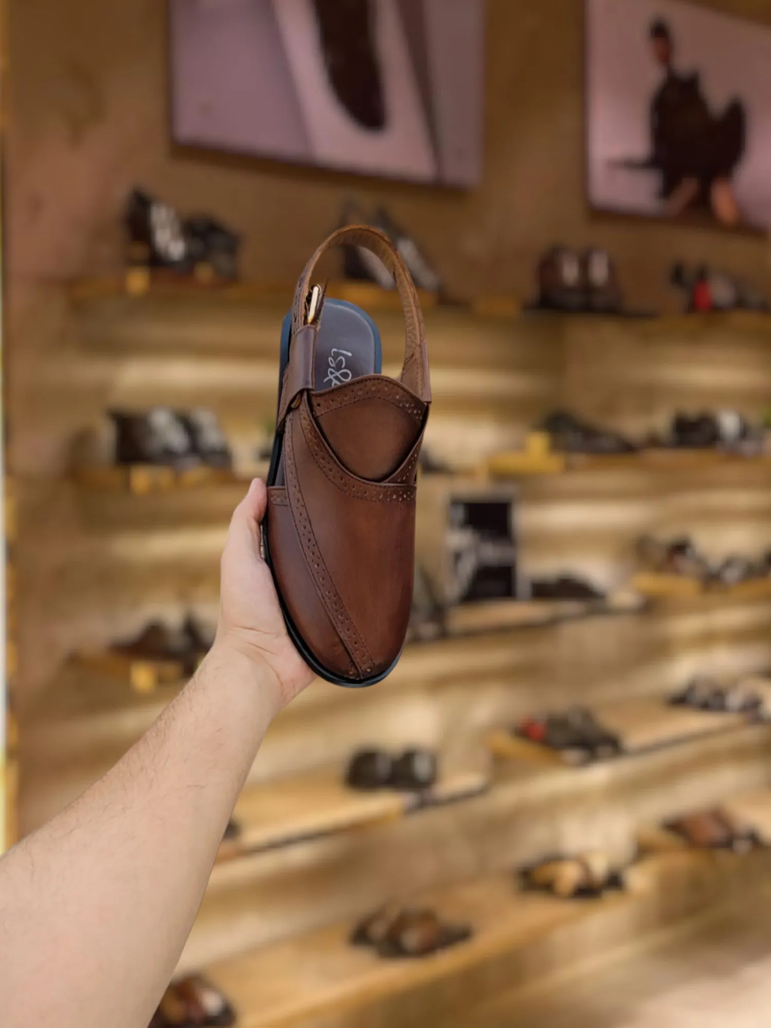 WS Pure leather Handmade Broque Peshawari Chappal-3080