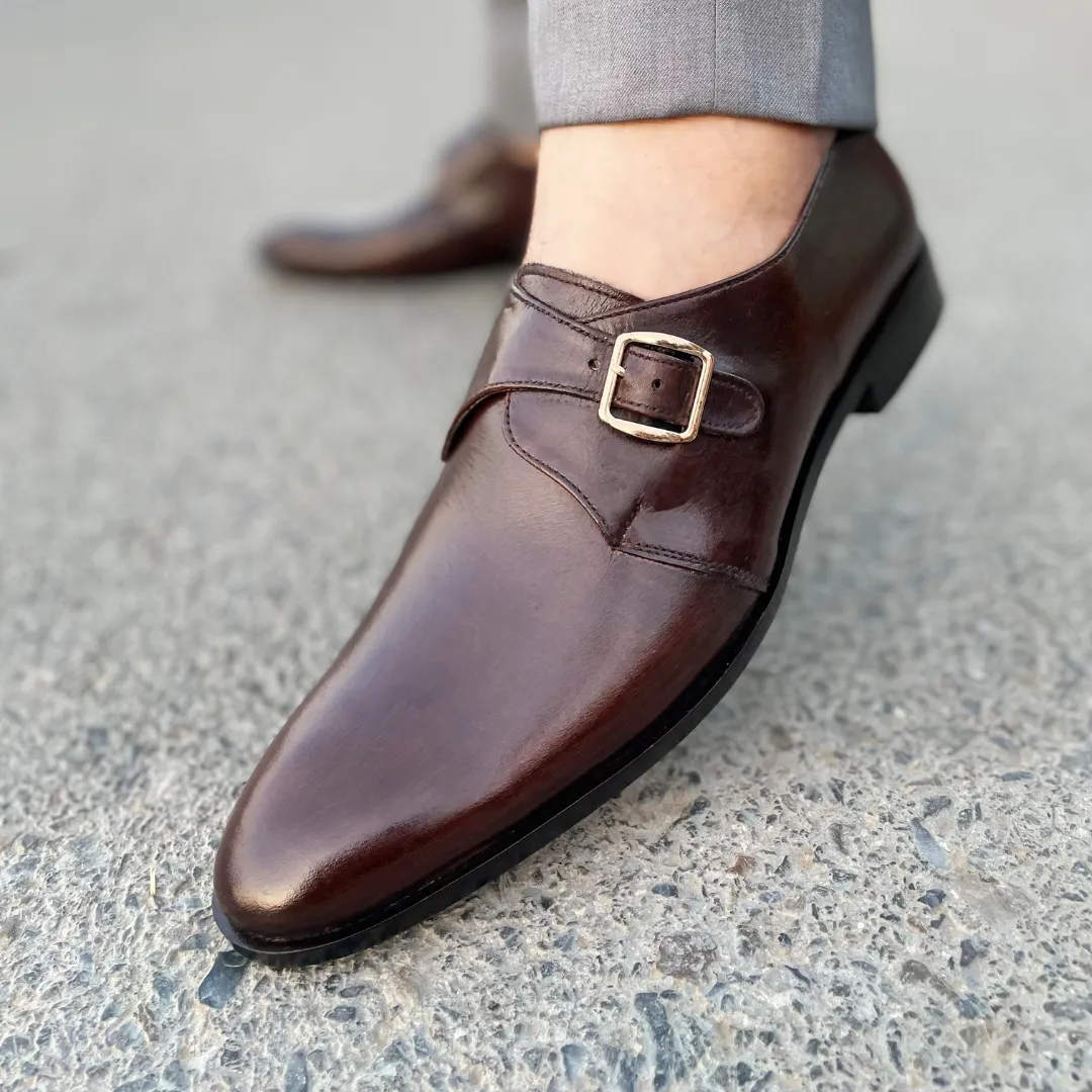 WS Pure leather Handmade Crown Double Monk Formal Shoes WS-00834
