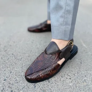 WS Pure leather Handmade Embossed Peshawari Chappal WS-862