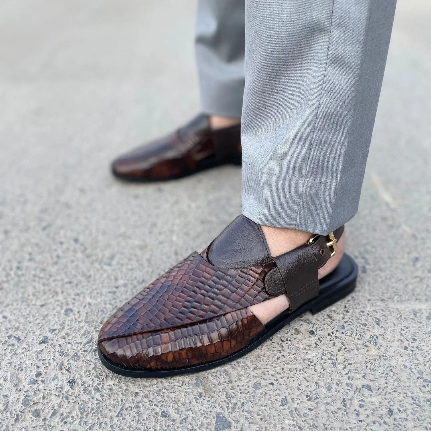 WS Pure leather Handmade Embossed Peshawari Chappal WS-862