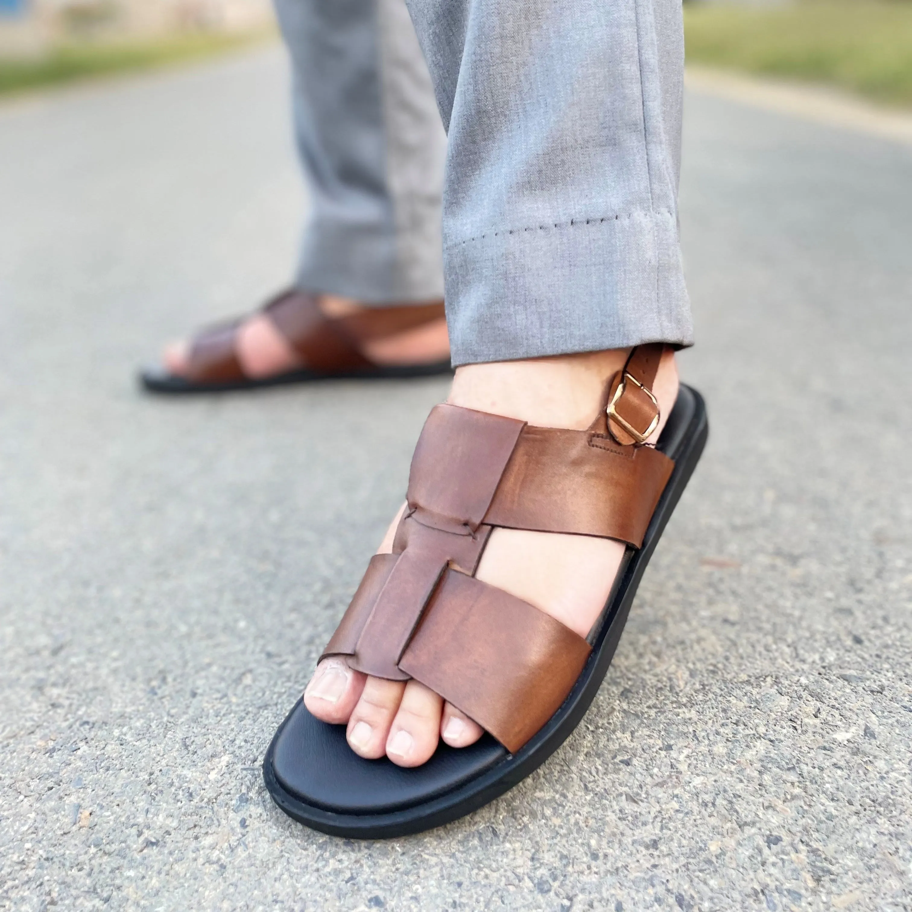 WS Pure leather Handmade Glossy Sandal WS-154