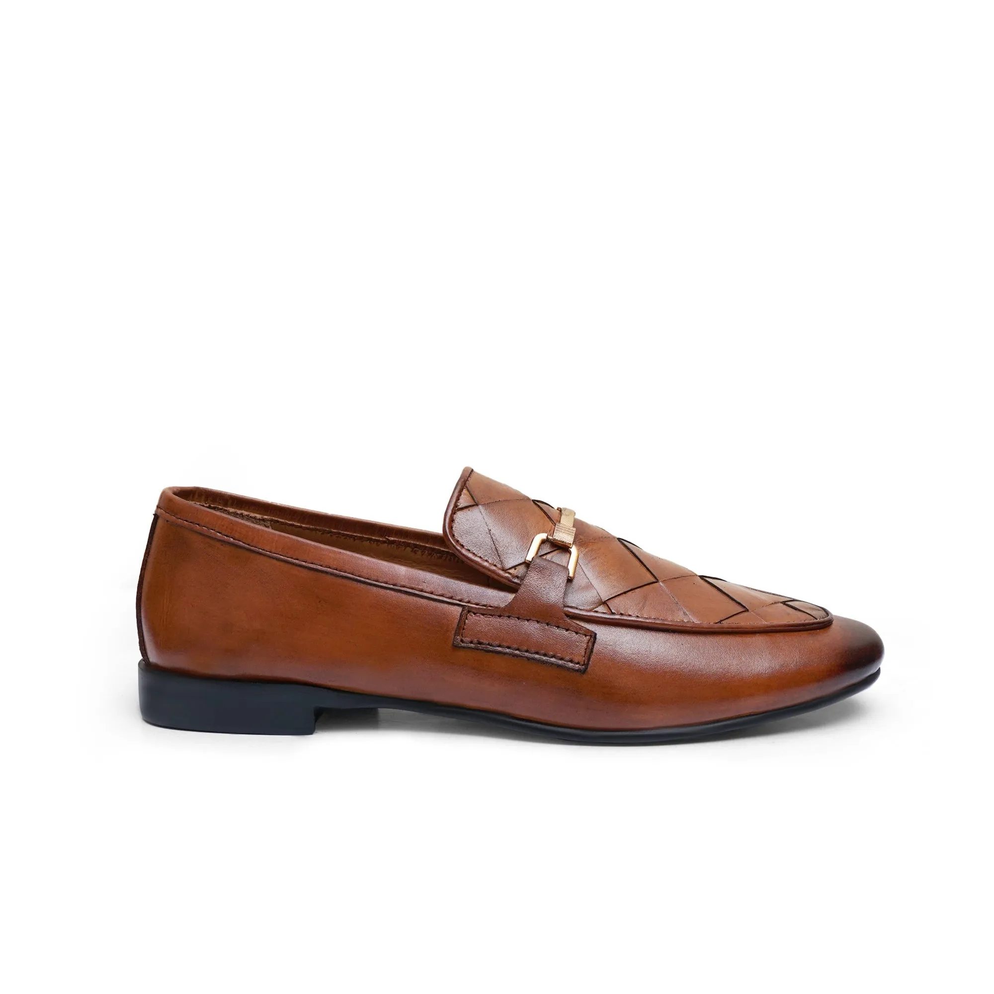 WS Pure leather Handmade Woven Brown Formal Shoes S-823-00