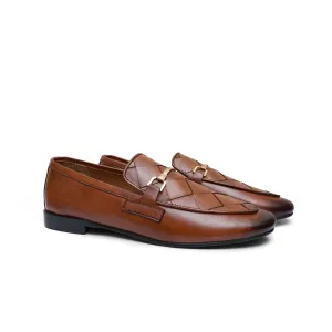 WS Pure leather Handmade Woven Brown Formal Shoes S-823-00