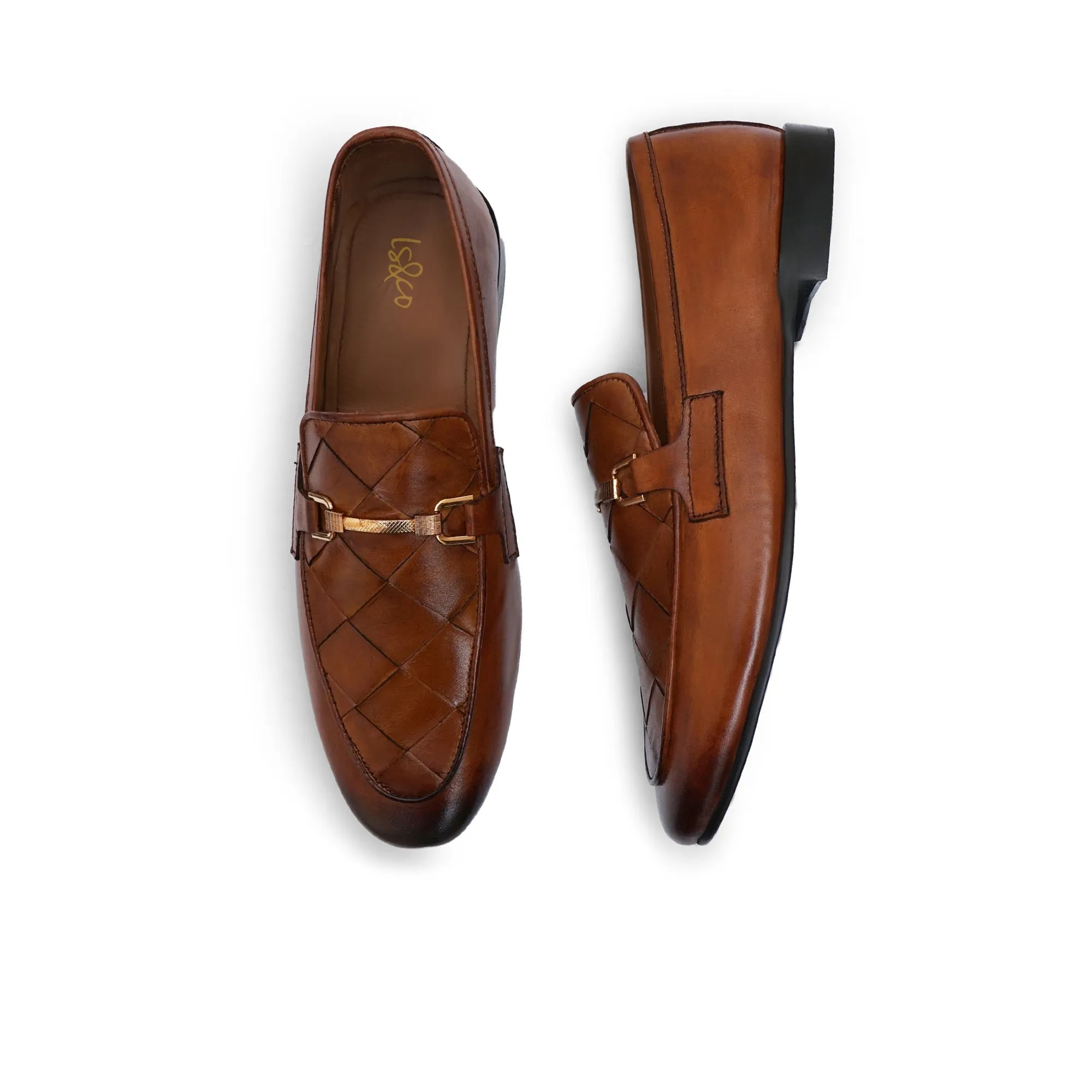 WS Pure leather Handmade Woven Brown Formal Shoes S-823-00