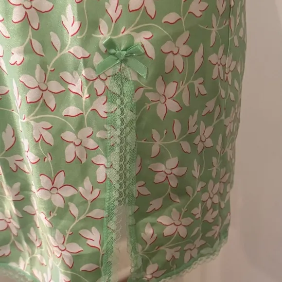 Y2K Victoria's Secret Angels Chemise Slip Dress Size Small Green Floral Lace
