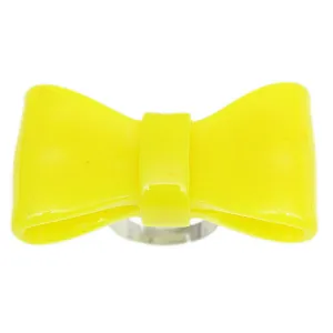 Yellow Large Glossy Bow Adjustable Ring