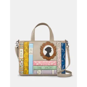 Yoshi Jane Austen Bookworm Library Warm Grey Leather Grab Bag