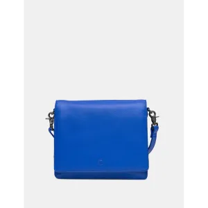 Yoshi Stanton Triple Gusset Flap Over Blue Leather Bag