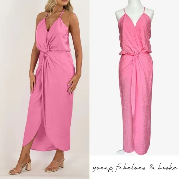Young Fabulous &amp; Broke Barbiecore Pink Summer Event Siren Slip Dress M NWT