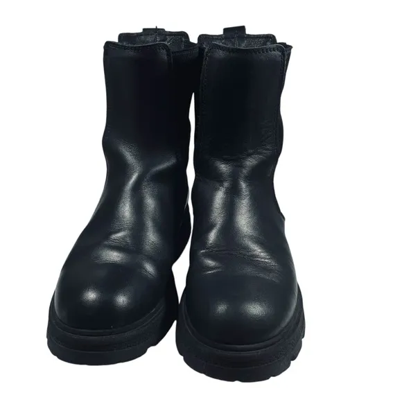 Zadig &amp; Voltaire Girls Chelsea Black Leather Ankle Boots with Elastic Panels
