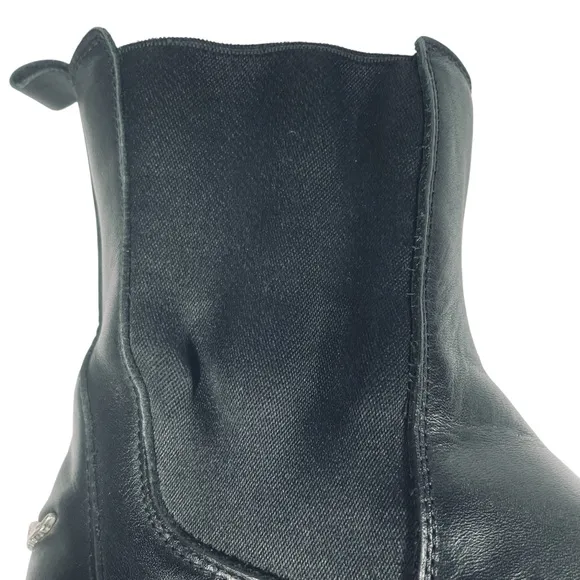 Zadig &amp; Voltaire Girls Chelsea Black Leather Ankle Boots with Elastic Panels
