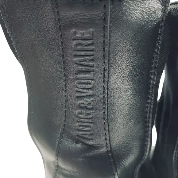 Zadig &amp; Voltaire Girls Chelsea Black Leather Ankle Boots with Elastic Panels