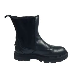 Zadig &amp; Voltaire Girls Chelsea Black Leather Ankle Boots with Elastic Panels