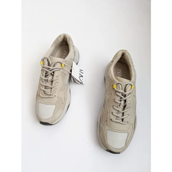 ZARA Boys Leather Sneakers Size 5.5