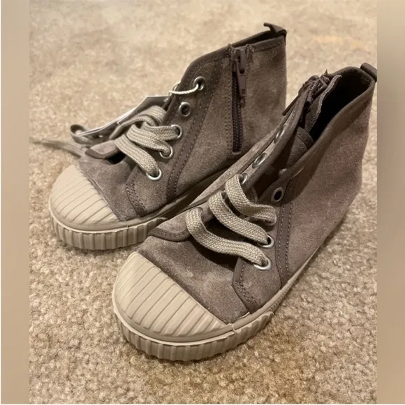 Zara Kids, Brown, LEATHER HIGH-TOPS SNEAKERS, 9½ (6.4 inches), 9.5 toddler