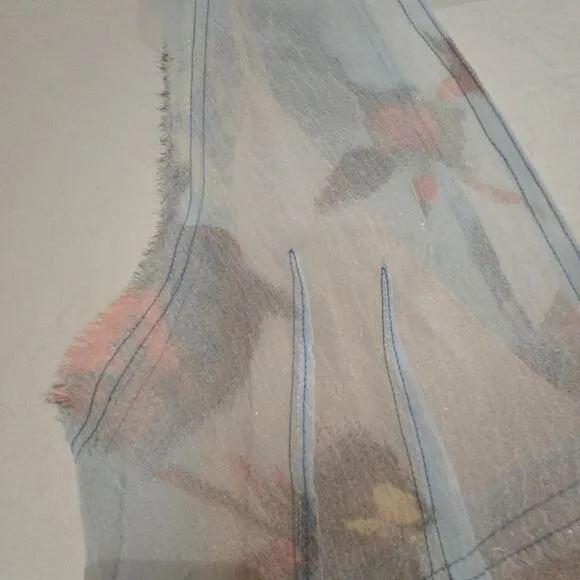 Zara Limited Edition Mixed Print Sheer Organza Midi Dress with Slip Lining,  XS