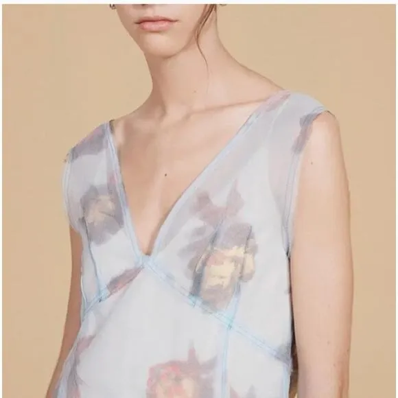 Zara Limited Edition Mixed Print Sheer Organza Midi Dress with Slip Lining,  XS
