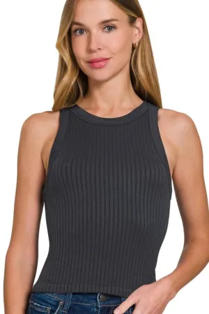 Zenana Seamless Ribbed Crop Tank