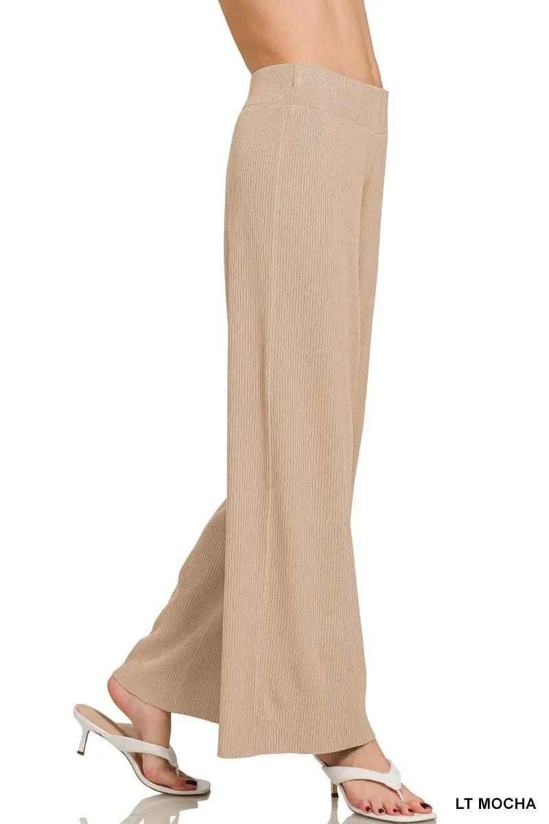 Zenana Viscose Ribbed Sweater Pants