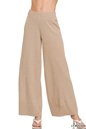 Zenana Viscose Ribbed Sweater Pants