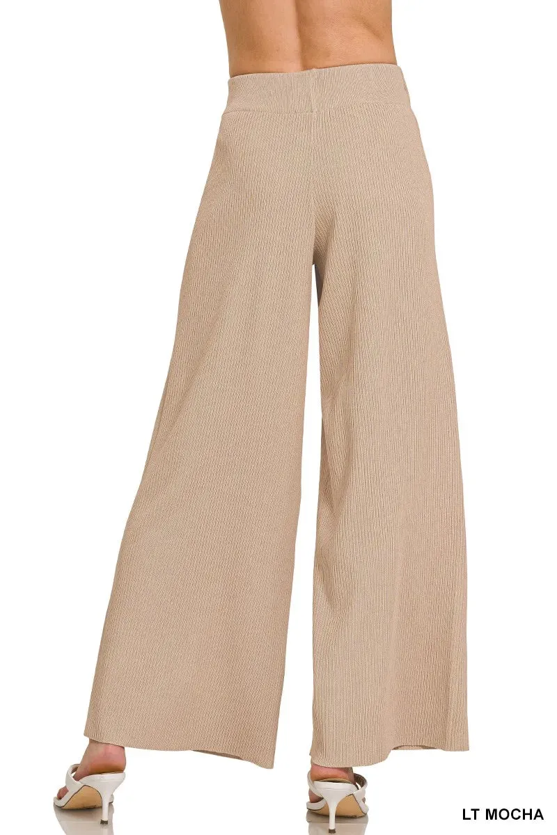 Zenana Viscose Ribbed Sweater Pants